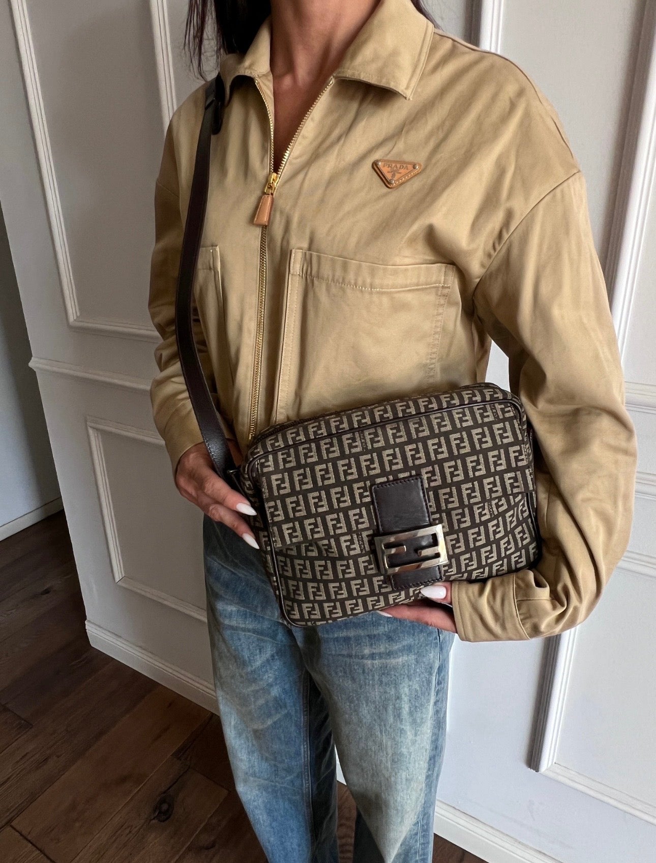 Fendi Zucchino Crossbody Brown
