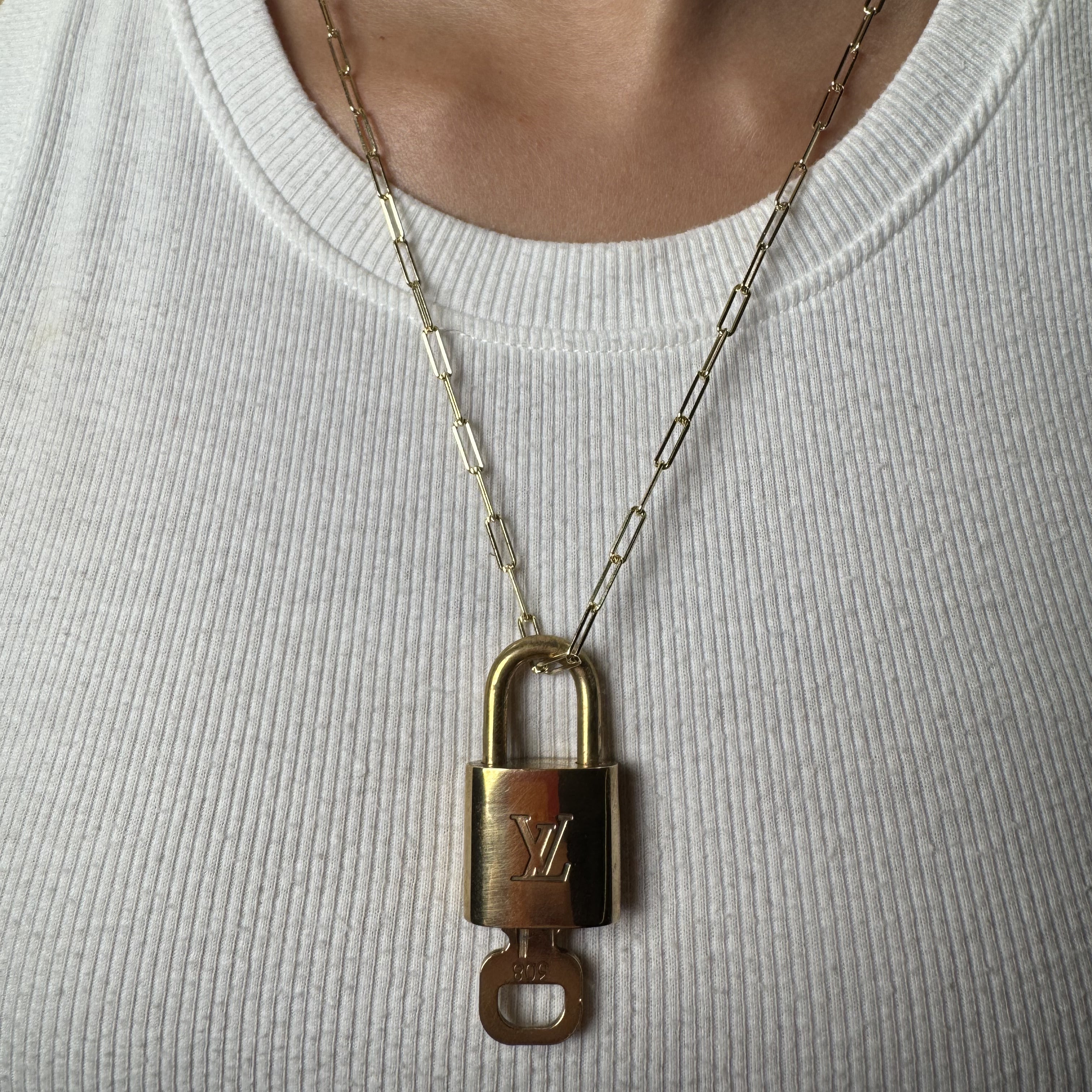 Louis Vuitton Padlock Necklace Gold