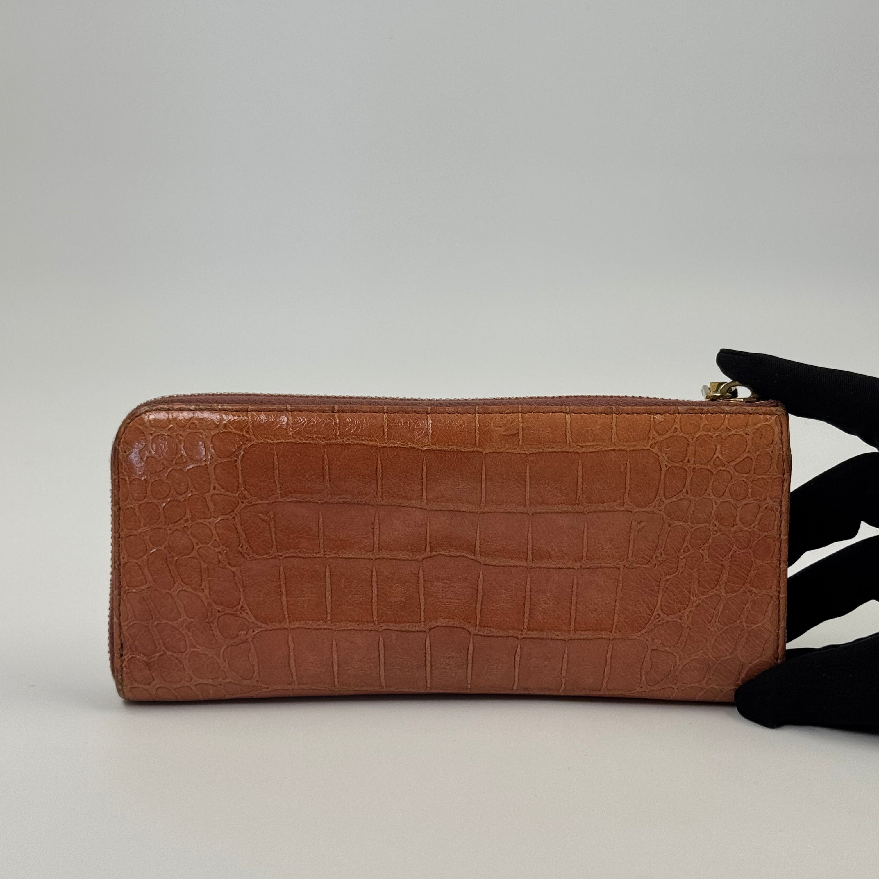 Miu Miu Croc Embossed Wallet Pink