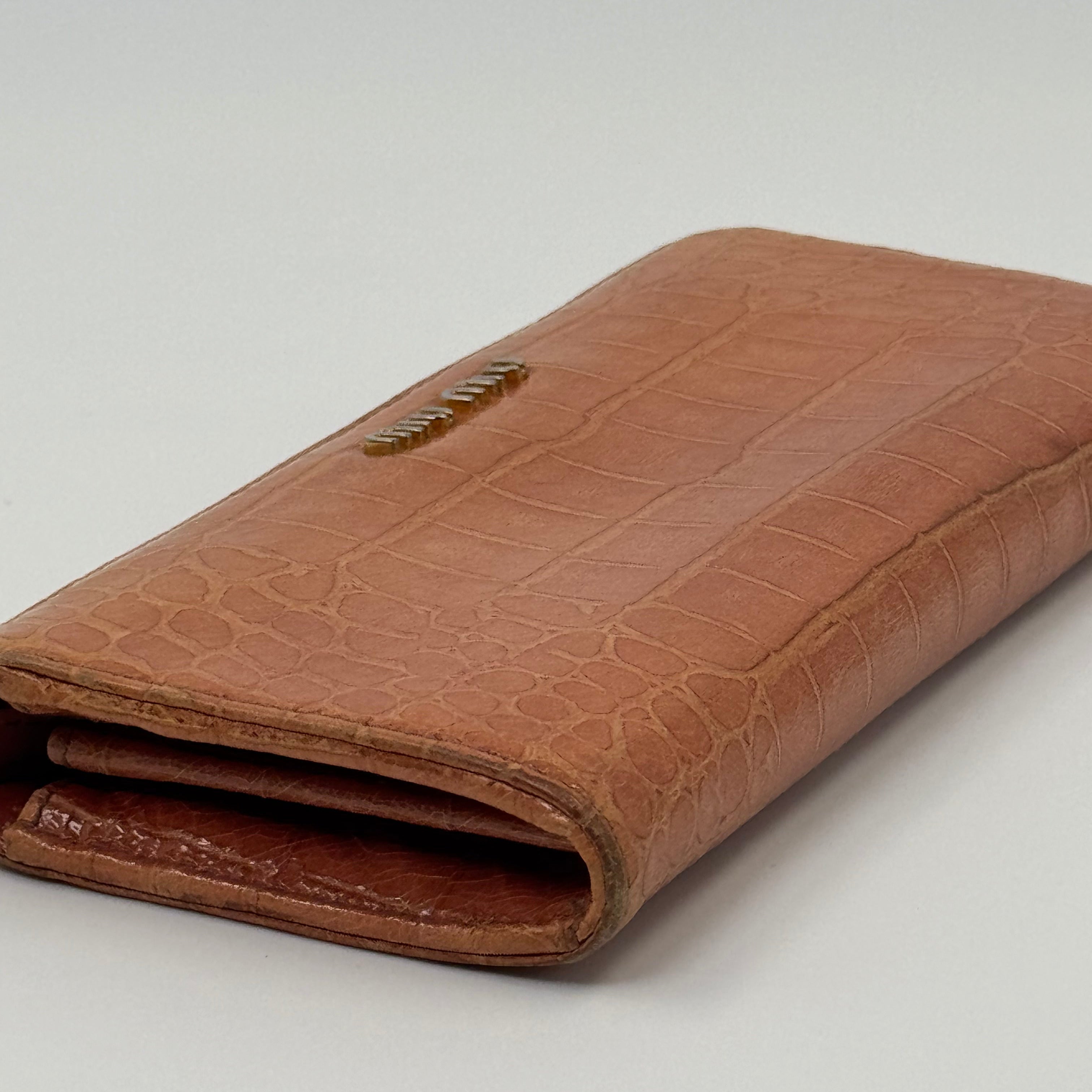 Miu Miu Croc Embossed Wallet Pink