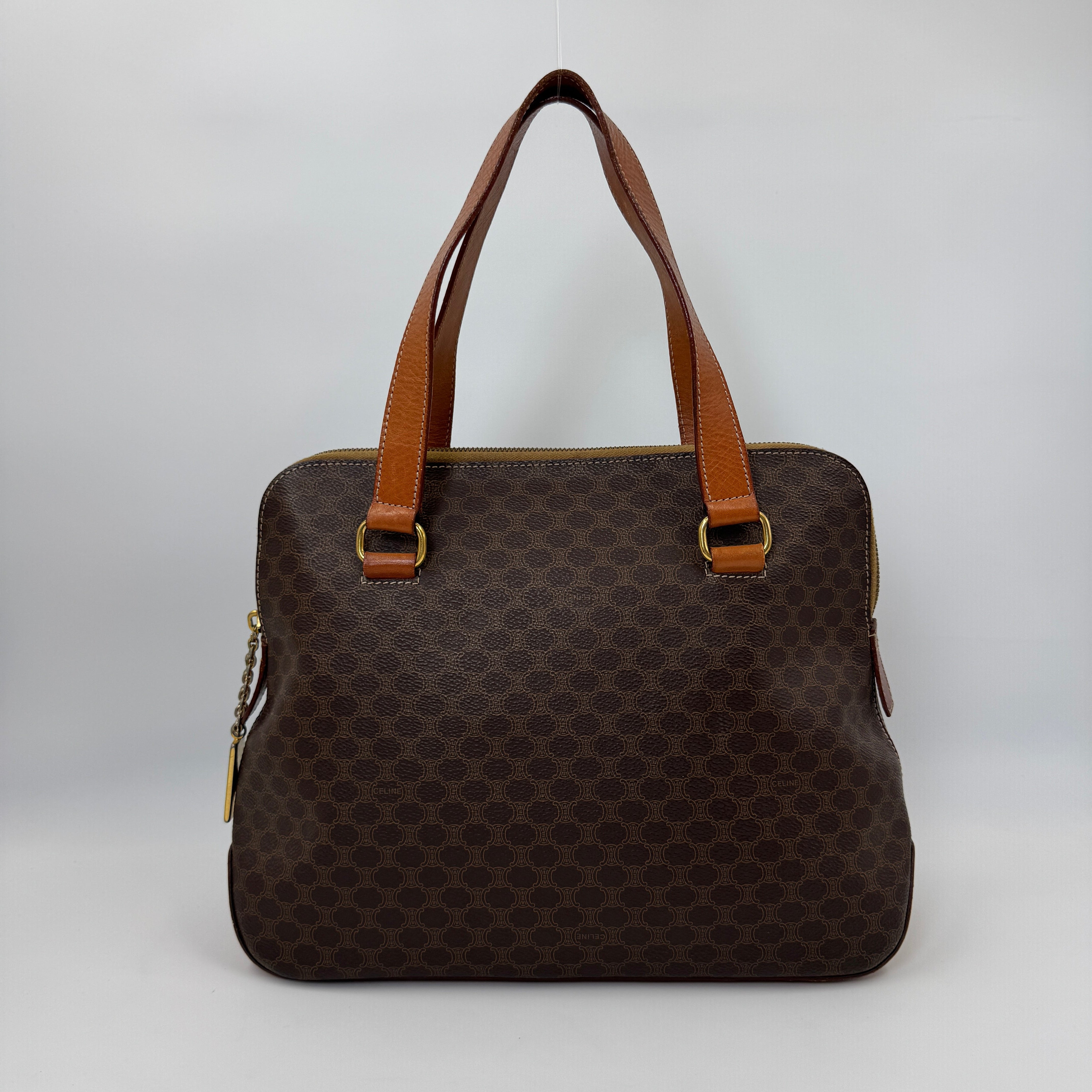 Céline Hand Bag Gold Logo Zipper
