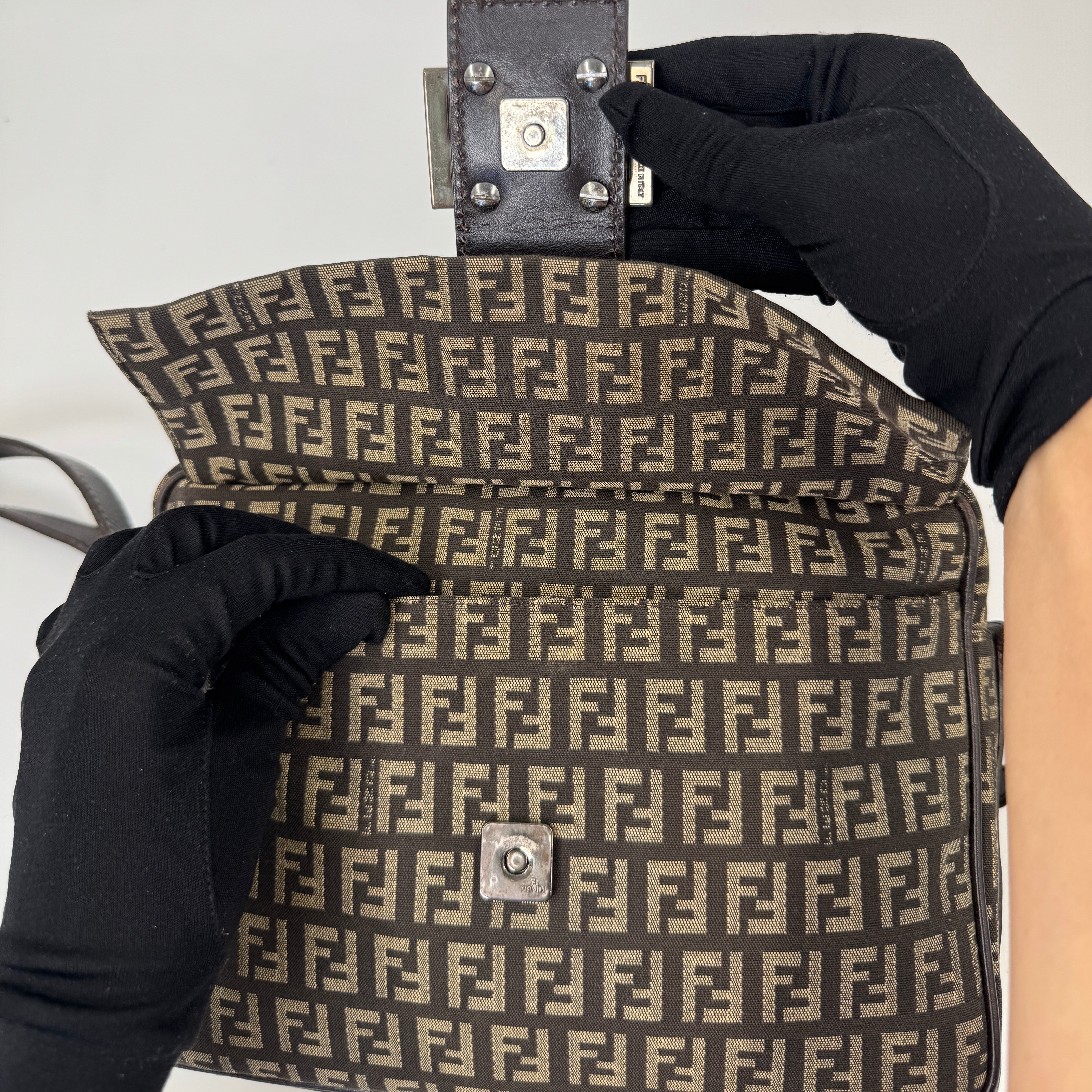 Fendi Zucchino Crossbody Brown
