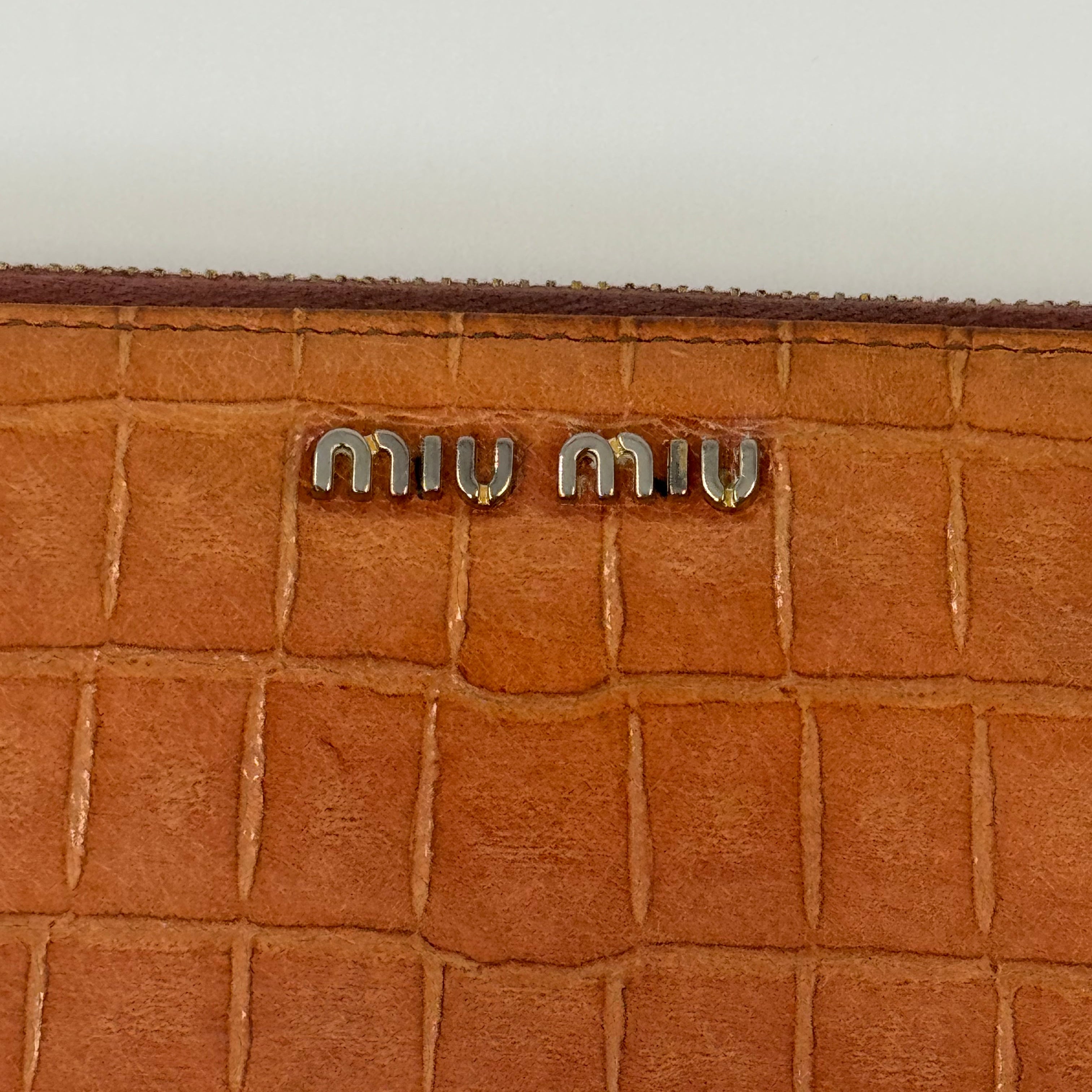 Miu Miu Croc Embossed Wallet Pink