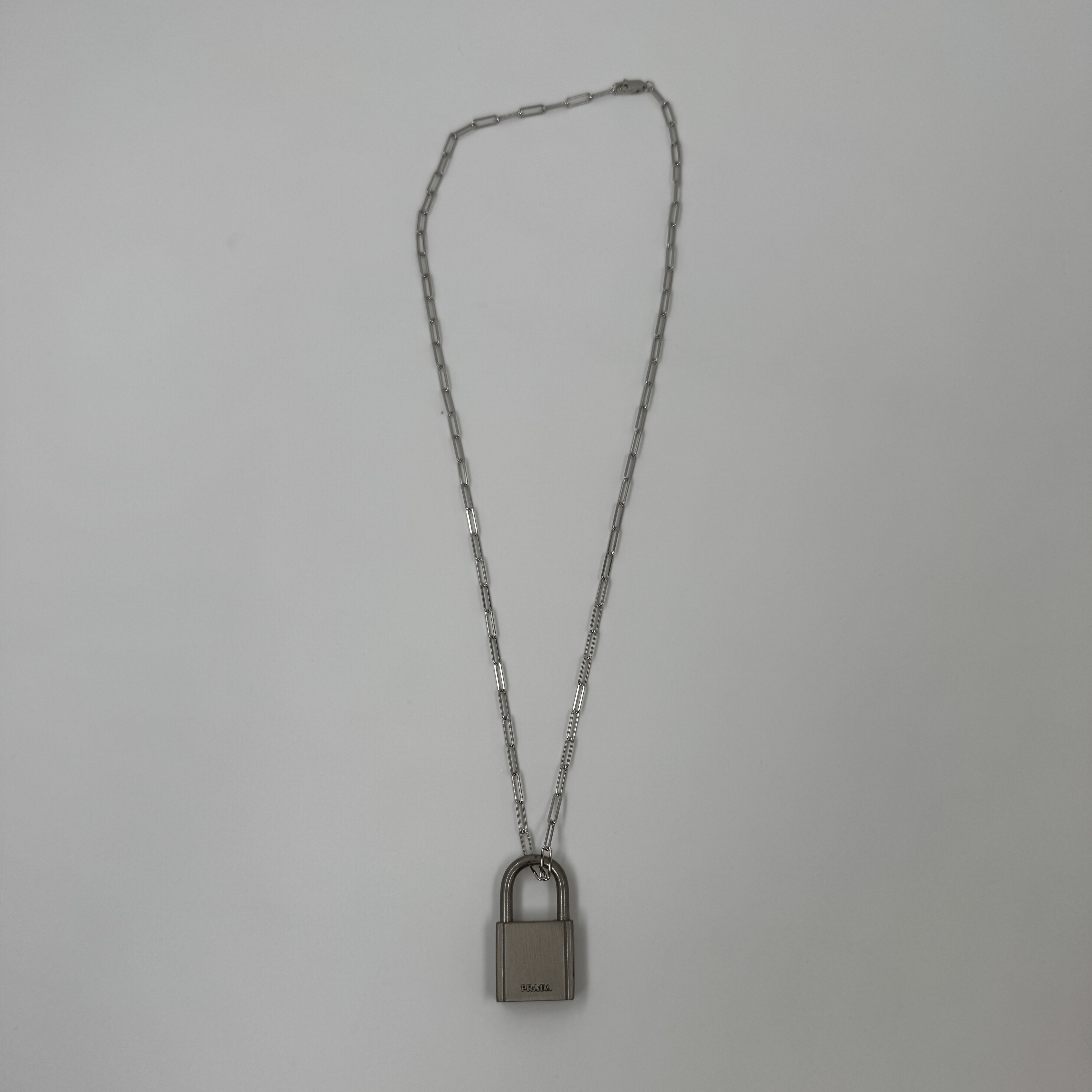 Prada Padlock Necklace Silver