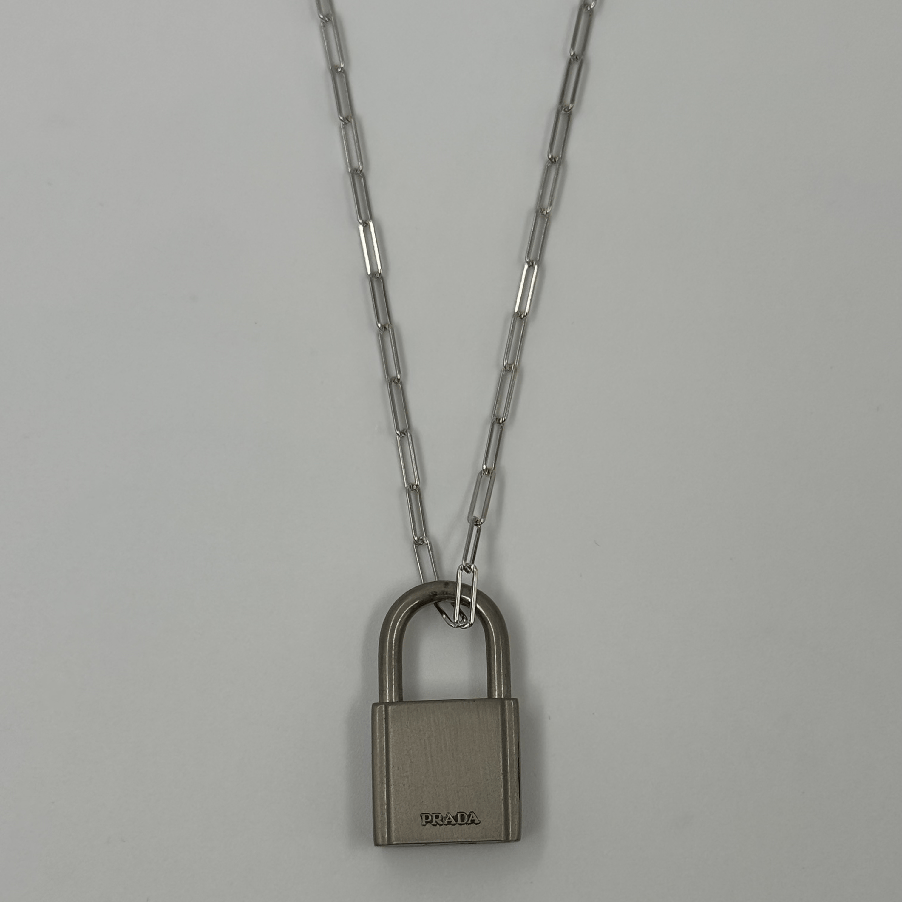 Prada Padlock Necklace Silver