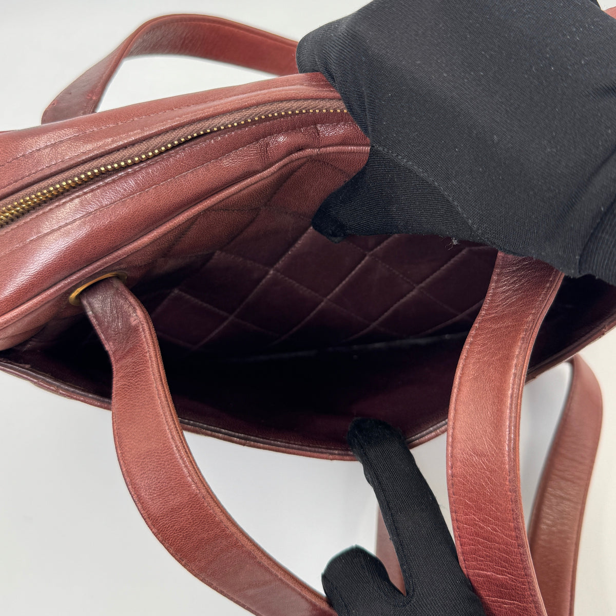 Chanel Quilted Shoulder Bag Burgundy