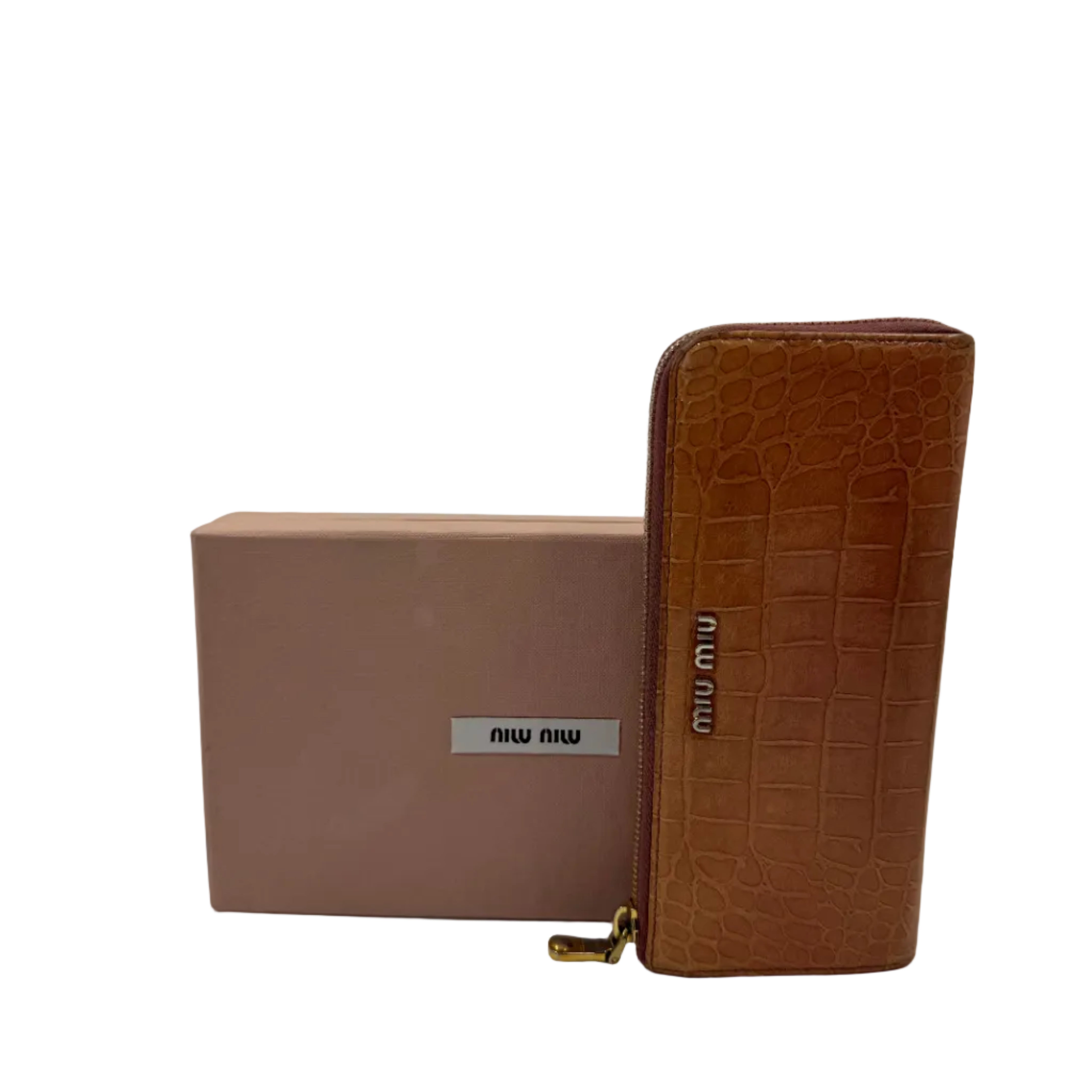 Miu Miu Croc Embossed Wallet Pink