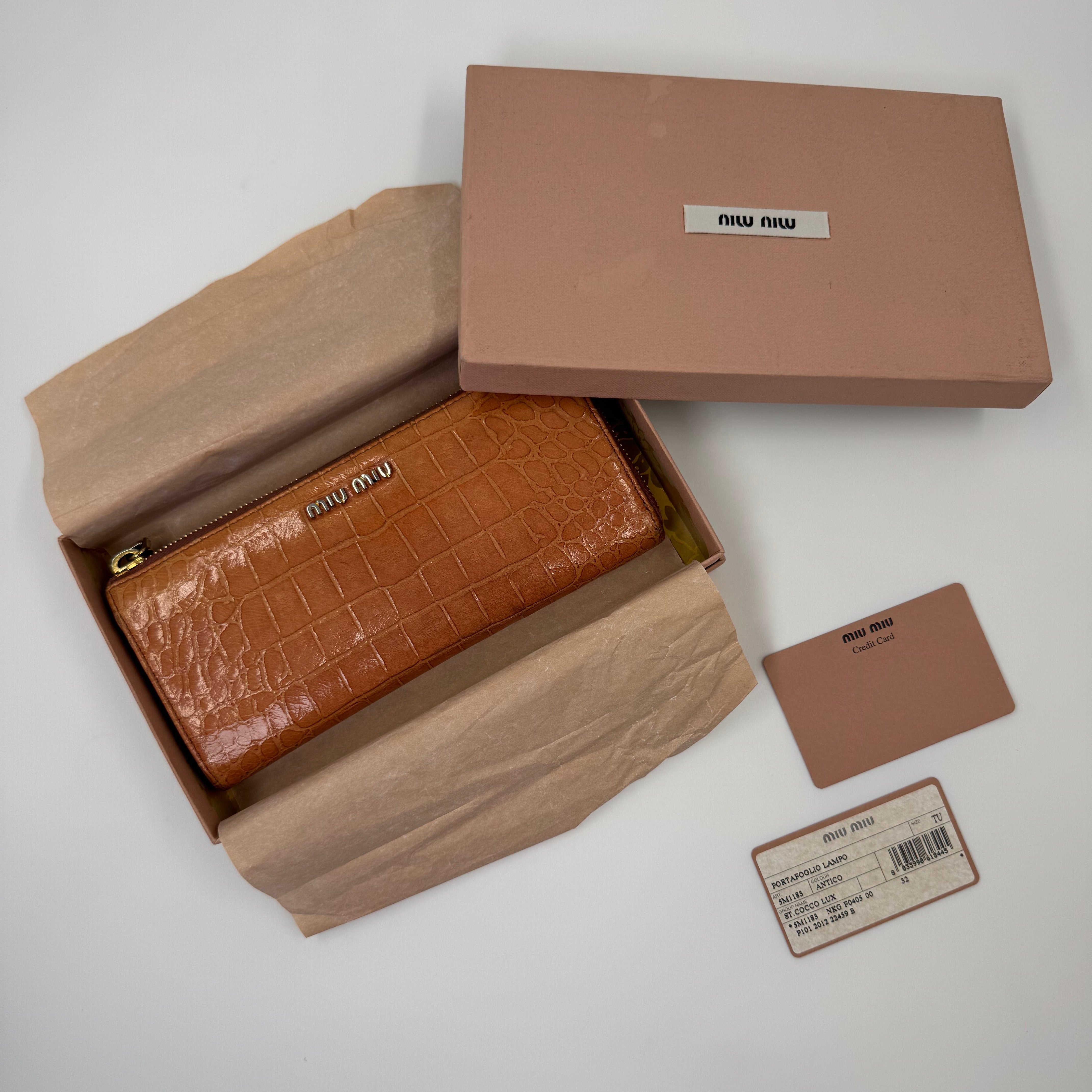 Miu Miu Croc Embossed Wallet Pink