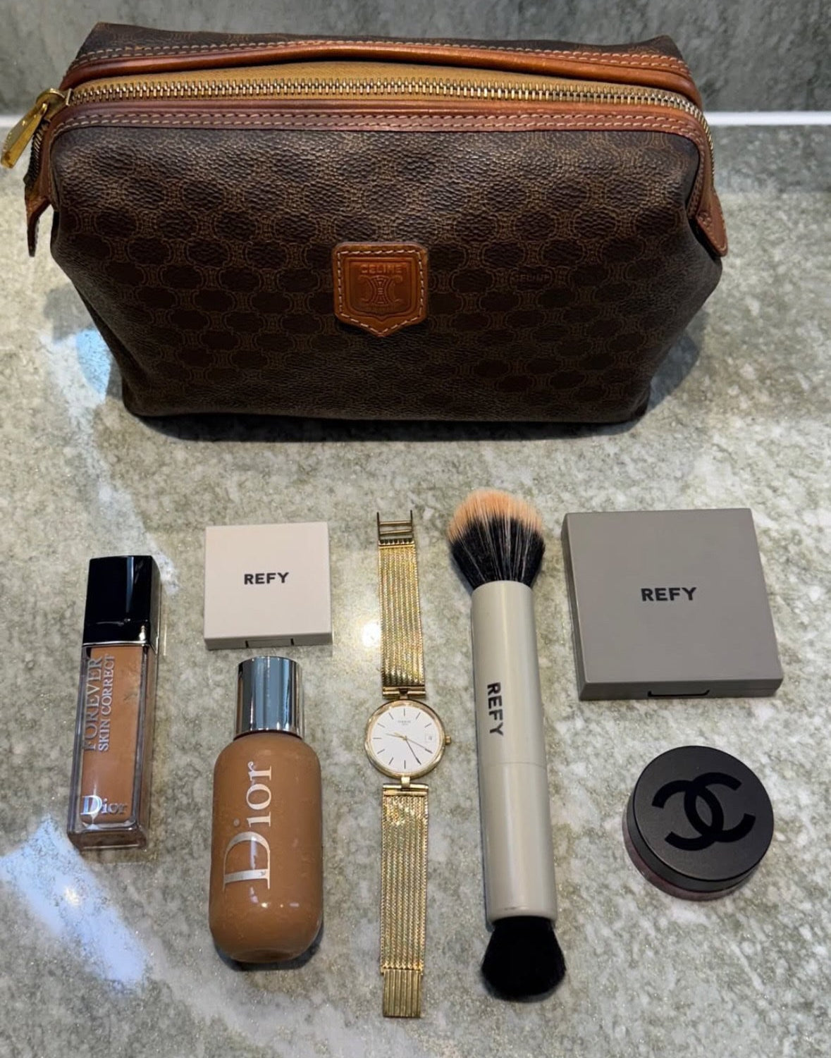 Céline Toiletry Pouch Brown