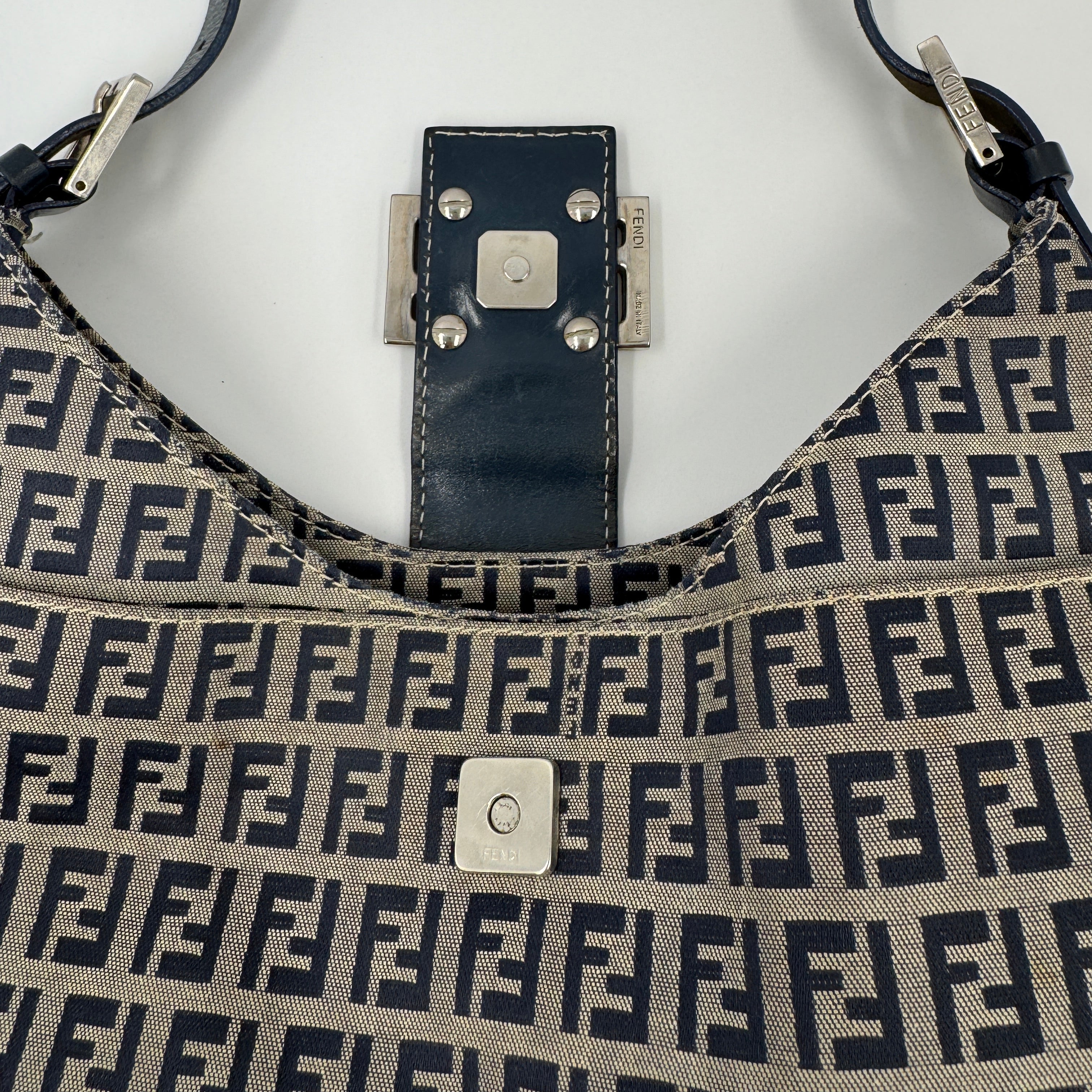 Fendi Zucchino Blue Handbag